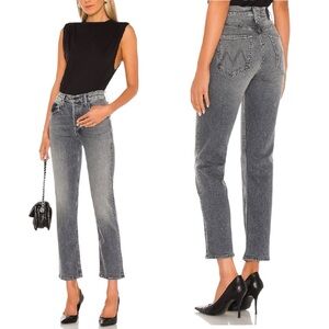 MOTHER SUPERIOR Jeans Tomcat Ankle Straigh Leg Cropped Gray Black Size 24